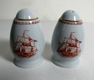 Spode Red Trade Winds Salt And Pepper Shakers
