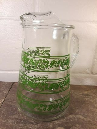 Vintage Pyrex Corning - Large Spring Blossom Thick Glass Drink Pitcher Euc
