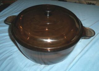 Dutch Oven Vision Corning Ware Pyrex 4.  5l Amber Glass Round Casserole Dish W Lid