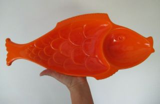 Vintage Mod Retro Orange Royal Haeger Ceramic Fish Serving Platter 854 - H Usa