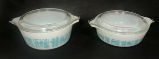 Set Of (2) Vintage Pyrex Butterprint Amish Casserole Dishes / 471,  472
