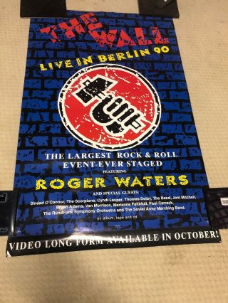 Pink Floyd Roger Waters 1990 Poster The Wall Live In Berlin 90 Promo