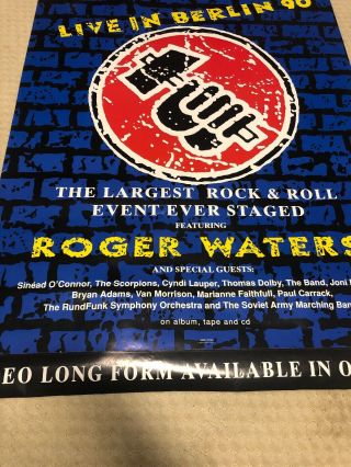 PINK FLOYD ROGER WATERS 1990 POSTER THE WALL LIVE IN BERLIN 90 PROMO 2