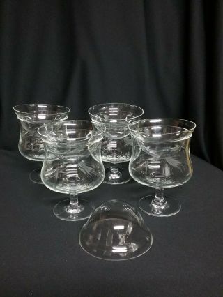 Vintage Set Of 4 Shrimp Cocktail Servers Glass With The Glass Liners For Ice