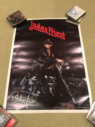 1982 Rare Early Judas Priest Poster Rob Halford Harley Davidson