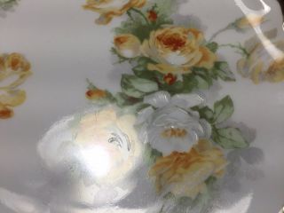 Coronet Limoges Hand Painted Cabinet Plate White & Yellow Roses Gold Trim 8 1/2” 8