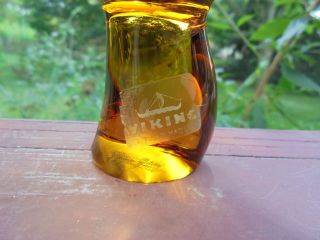 Pair Vintage Viking Glass Amber Mushrooms Mid Century Modern 3