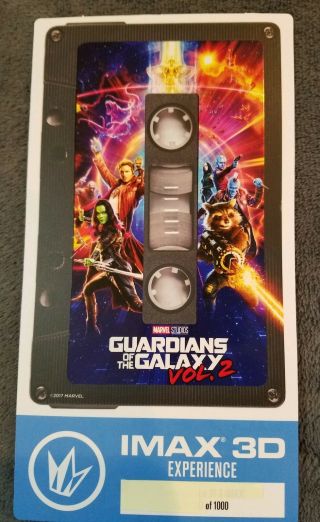 Guardians Of The Galaxy Vol.  2,  Regal Imax 3d Collectible Ticket Out Of 1000