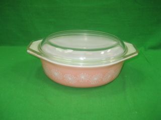 Corning Ware Pyrex 043 Pink Daisy 1.  5 Quart Casserole Dish With Lid 943c