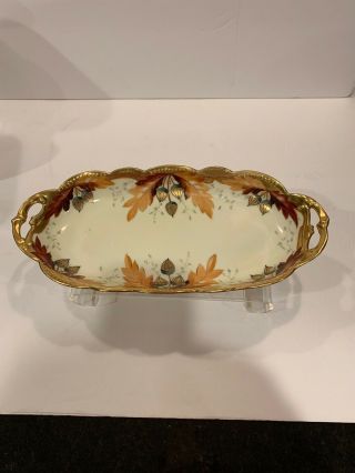 France Limoges Coronet Fall Oval Dish Bowl Roses 13”x6” -