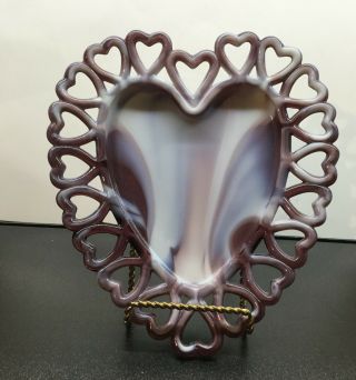 Rare 1974 Westmoreland Purple Slag Heart Shape Plate Gorgeous