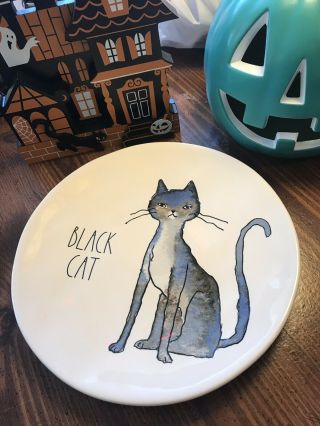 Rae Dunn 11 - Inch Dinner Plate “black Cat” ” Halloween Ceramic Rare Last One