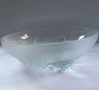 Verlys Footed Pinecone Bowl Frosted Satin Glass Dimensional 6 - 1/4” 4