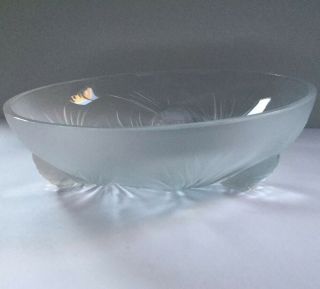 Verlys Footed Pinecone Bowl Frosted Satin Glass Dimensional 6 - 1/4” 5