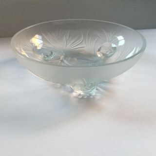 Verlys Footed Pinecone Bowl Frosted Satin Glass Dimensional 6 - 1/4” 8