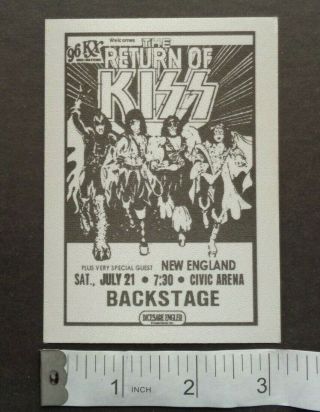 Kiss,  Vintage Cloth Backstage Pass,  1977 - 78 Tour,  Rare