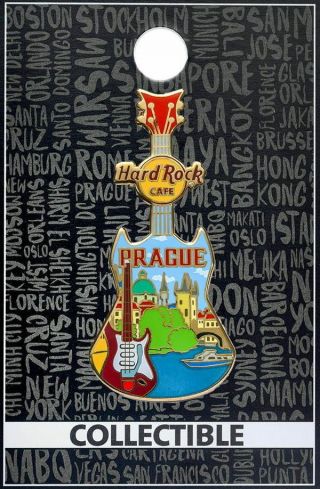 Hard Rock Cafe Prague 2017 City Tee T - Shirt Guitar Series V17 Pin On Card 96979