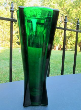 Vintage Anchor Hocking Glass Art Deco Green Atomic Rocket Vase