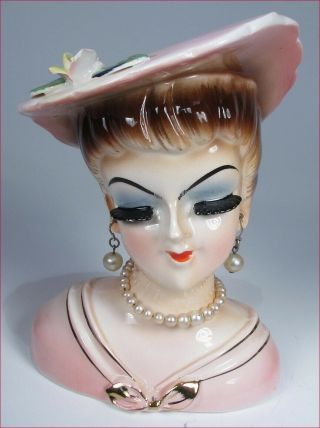Lady In Pink Head Vase
