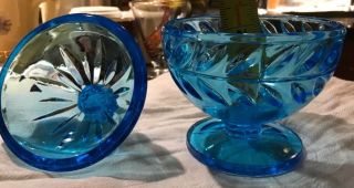 Blue Glass Covered Dish with Strawberry on Top of Lid.  Love it 7