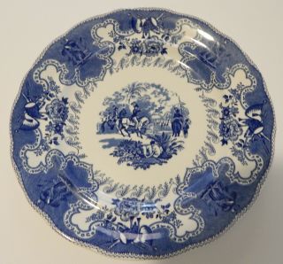 Texian Campaigne Plate Made For The Alamo,  Blue/white Old English Staffordshire