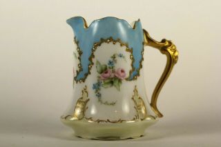 Porcelain Creamer By Sevres Germany Hand Painted Signed Roosa Dainty Floral