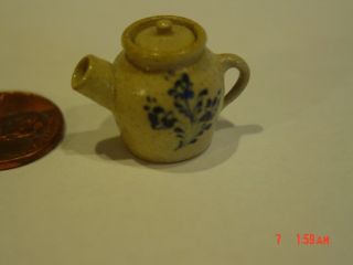 Jane Graber Miniature Pottery Handled Pot With Spout And Lid 1991