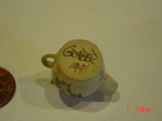 Jane Graber miniature pottery handled pot with spout and lid 1991 3