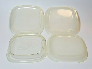 4 Corning Ware Plastic Lids Covers Fit P - 41 - B & P - 43 - B Petite Casserole Dishes