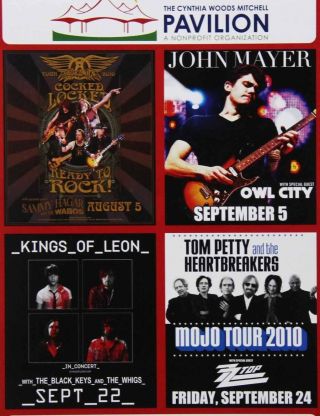 Tom Petty Zz Top Kings Of Leon Aerosmith 2010 Houston Concert Poster