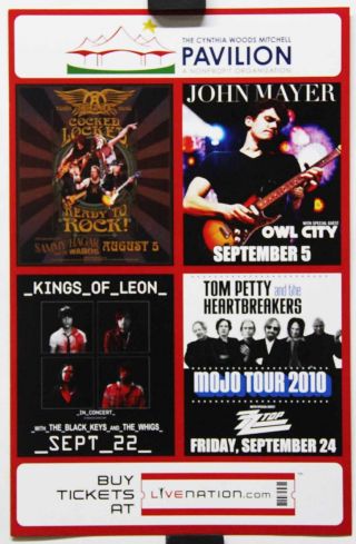Tom Petty ZZ Top Kings Of Leon Aerosmith 2010 Houston Concert Poster 2