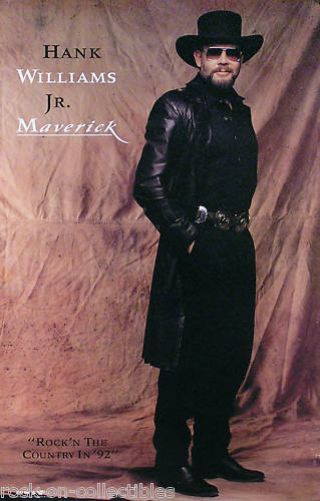 Hank Williams Jr.  1992 Maverick Promo Poster