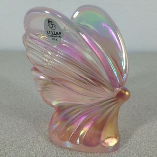 Fenton Opalescent Butterfly Iridescent Pink Paperweight Art Glass Figurine