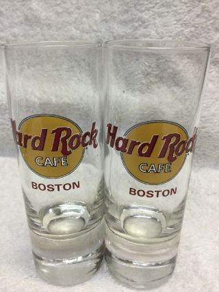 Hard Rock Cafe Set Of 2 Shot Glasses Glass Logo Boston Usa