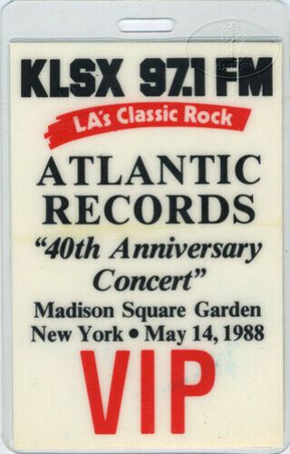 Led Zeppelin Atlantic Records 1988 Laminated Backstage Pass Genesis Ac/dc