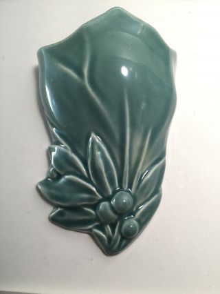 Vintage Mccoy Pottery Wall Pocket Berries And Leaves Green Satin Glaze