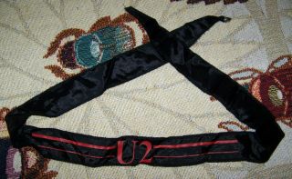 Nos Vintage 1980s U2 Lp Cd Art Headband Scarf Bandana Banner Tapestry Bono