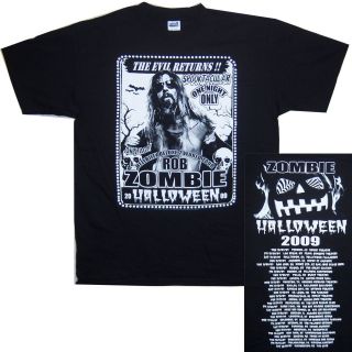 Rob Zombie Halloween Tour 2009 Usa Cdn Hellybilly Deluxe Black T Shirt Large