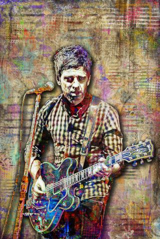 Noel Gallagher Of Oasis 12x18in Poster,  Noel Of Oasis Tribute Art