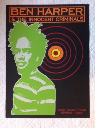 Ben Harper Innocent Criminals Poster West Coast Usa 1999 Black Rare