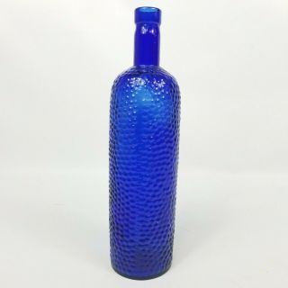 Vintage Cobalt Blue Glass Wine Bottle Decanter Bumpy Surface Pattern