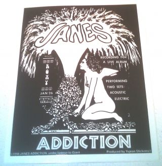 Janes Addiction At Roxy 5 " X6.  25 " Sticker Decal Deadstock Old Stock