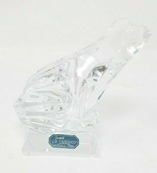 J.  G.  Durand Crystal Glass Frog Figurine Paperweight Made In France Signed & Label