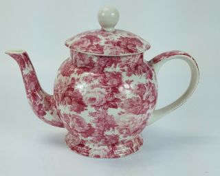 Arthur Wood Made in England Pink Floral Ceramic Porcelain Teapot 2