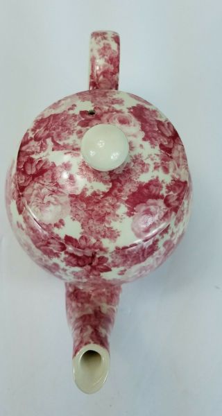 Arthur Wood Made in England Pink Floral Ceramic Porcelain Teapot 5