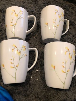 Set Of 4 Corelle Coordinates Porcelain Coffee Mug Tea Cups Floral Kobe Pattern
