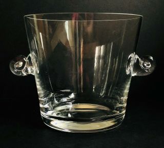 Tiffany & Co Crystal Ice Bucket Scroll Handles Signed Art Wine Champagne C113