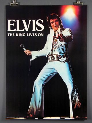 Elvis Presley,  The King Lives On,  Rare Poster 1977,  In White,  20 X 28 Inches