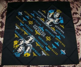 Nos Vintage 1984 Van Halen Blue Bandana Scarf Headband Tapestry Flag Banner