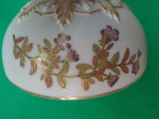 c.  1890 Royal Worcester Floral Covered Cheese Dish Bowl with Drainer 1393 3